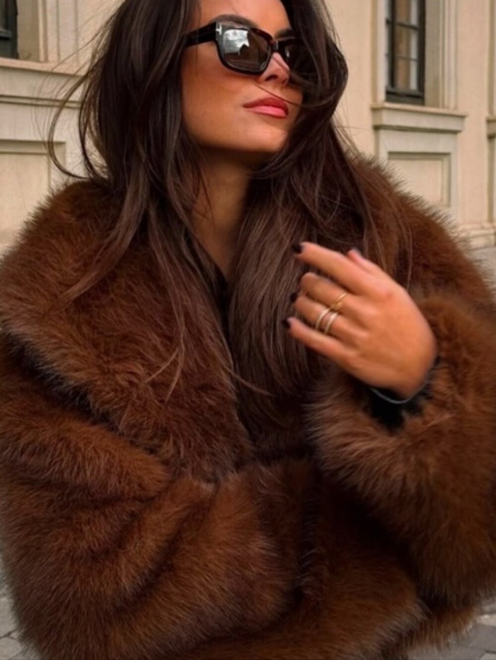 ZARA  FAUX FUR SHORT COAT - Picture 6 of 15